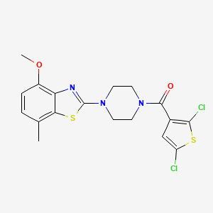 molecular formula C18H17Cl2N3O2S2 B2635904 (2,5-Dichlorothiophen-3-yl)(4-(4-methoxy-7-methylbenzo[d]thiazol-2-yl)piperazin-1-yl)methanone CAS No. 897487-58-0