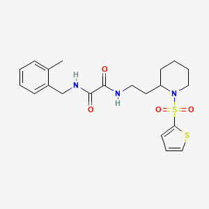 molecular formula C21H27N3O4S2 B2635905 N1-(2-methylbenzyl)-N2-(2-(1-(thiophen-2-ylsulfonyl)piperidin-2-yl)ethyl)oxalamide CAS No. 898460-34-9