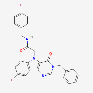 molecular formula C26H20F2N4O2 B2635918 2-(3-benzyl-8-fluoro-4-oxo-3H-pyrimido[5,4-b]indol-5(4H)-yl)-N-(4-fluorobenzyl)acetamide CAS No. 1189502-77-9