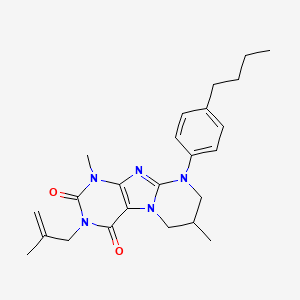 molecular formula C24H31N5O2 B2635934 9-(4-丁基苯基)-1,7-二甲基-3-(2-甲基烯丙基)-6,7,8,9-四氢吡啶并[2,1-f]嘌呤-2,4(1H,3H)-二酮 CAS No. 887863-94-7