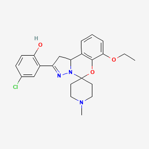 molecular formula C23H26ClN3O3 B2635940 4-Chloro-2-(7-ethoxy-1'-methyl-1,10b-dihydrospiro[benzo[e]pyrazolo[1,5-c][1,3]oxazine-5,4'-piperidin]-2-yl)phenol CAS No. 899728-11-1