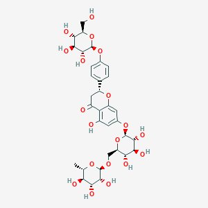 molecular formula C33H42O19 B2635941 (2R)-5-Hydroxy-2-[4-[(2S,3R,4S,5S,6R)-3,4,5-trihydroxy-6-(hydroxymethyl)oxan-2-yl]oxyphenyl]-7-[(2S,3R,4S,5S,6R)-3,4,5-trihydroxy-6-[[(2R,3R,4R,5R,6S)-3,4,5-trihydroxy-6-methyloxan-2-yl]oxymethyl]oxan-2-yl]oxy-2,3-dihydrochromen-4-one CAS No. 17257-22-6