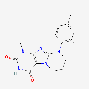 molecular formula C17H19N5O2 B2635949 9-(2,4-二甲苯基)-1-甲基-6,7,8,9-四氢嘧啶并[2,1-f]嘌呤-2,4(1H,3H)-二酮 CAS No. 922453-73-4