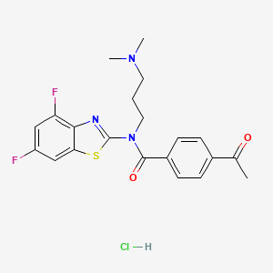 molecular formula C21H22ClF2N3O2S B2635956 4-乙酰基-N-(4,6-二氟苯并[d]噻唑-2-基)-N-(3-(二甲氨基)丙基)苯甲酰胺盐酸盐 CAS No. 1216414-23-1