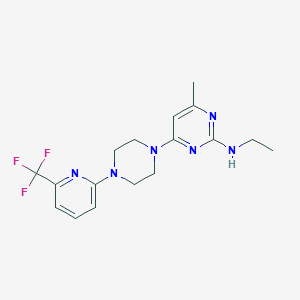 molecular formula C17H21F3N6 B2635957 N-Ethyl-4-methyl-6-[4-[6-(trifluoromethyl)pyridin-2-yl]piperazin-1-yl]pyrimidin-2-amine CAS No. 2415457-13-3