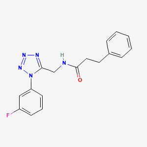 molecular formula C17H16FN5O B2635975 N-((1-(3-氟苯基)-1H-四唑-5-基)甲基)-3-苯基丙酰胺 CAS No. 921102-26-3