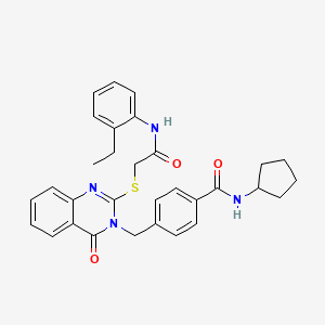 N-cyclopentyl-4-((2-((2-((2-ethylphenyl)amino)-2-oxoethyl)thio)-4-oxoquinazolin-3(4H)-yl)methyl)benzamide