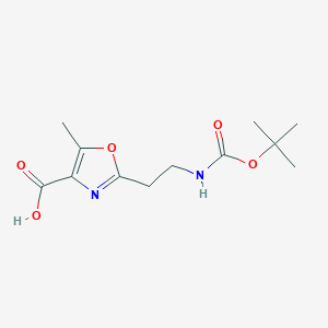 molecular formula C12H18N2O5 B2636020 2-{2-[(Tert-butoxycarbonyl)amino]ethyl}-5-methyl-1,3-oxazole-4-carboxylic acid CAS No. 1418126-05-2