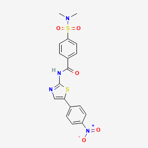 molecular formula C18H16N4O5S2 B2636022 4-(dimethylsulfamoyl)-N-[5-(4-nitrophenyl)-1,3-thiazol-2-yl]benzamide CAS No. 2380182-93-2