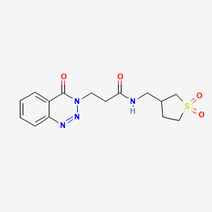 molecular formula C15H18N4O4S B2636038 N-((1,1-dioxidotetrahydrothiophen-3-yl)methyl)-3-(4-oxobenzo[d][1,2,3]triazin-3(4H)-yl)propanamide CAS No. 1226448-64-1