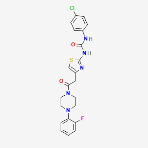 molecular formula C22H21ClFN5O2S B2636039 1-(4-Chlorophenyl)-3-(4-(2-(4-(2-fluorophenyl)piperazin-1-yl)-2-oxoethyl)thiazol-2-yl)urea CAS No. 897620-76-7