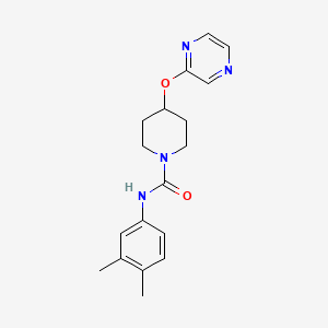 molecular formula C18H22N4O2 B2636052 N-(3,4-二甲苯基)-4-(吡嗪-2-氧基)哌啶-1-甲酰胺 CAS No. 1448135-83-8