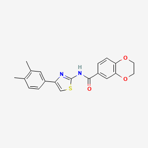 molecular formula C20H18N2O3S B2636057 N-[4-(3,4-二甲苯)-1,3-噻唑-2-基]-2,3-二氢-1,4-苯并二氧杂环-6-甲酰胺 CAS No. 477550-62-2