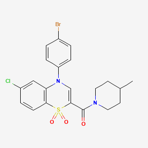 molecular formula C21H20BrClN2O3S B2636059 4-(4-bromophenyl)-6-chloro-2-(4-methylpiperidine-1-carbonyl)-4H-1lambda6,4-benzothiazine-1,1-dione CAS No. 1251562-18-1