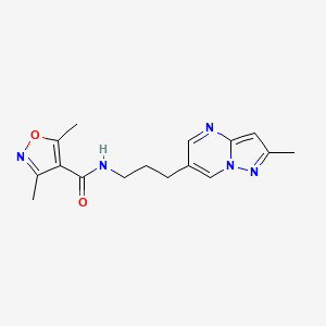 molecular formula C16H19N5O2 B2636066 3,5-dimethyl-N-(3-(2-methylpyrazolo[1,5-a]pyrimidin-6-yl)propyl)isoxazole-4-carboxamide CAS No. 1795477-85-8