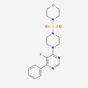 molecular formula C18H22FN5O3S B2636068 4-[4-(5-Fluoro-6-phenylpyrimidin-4-yl)piperazin-1-yl]sulfonylmorpholine CAS No. 2380041-72-3
