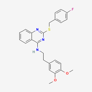 molecular formula C25H24FN3O2S B2636069 N-[2-(3,4-二甲氧基苯基)乙基]-2-[(4-氟苯基)甲硫基]喹唑啉-4-胺 CAS No. 422533-66-2