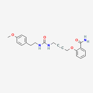 molecular formula C21H23N3O4 B2636070 2-((4-(3-(4-甲氧基苯乙基)脲基)丁-2-炔-1-基)氧基)苯甲酰胺 CAS No. 1448044-79-8