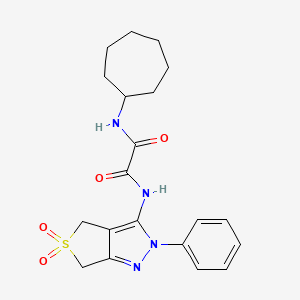 molecular formula C20H24N4O4S B2636071 N1-cycloheptyl-N2-(5,5-dioxido-2-phenyl-4,6-dihydro-2H-thieno[3,4-c]pyrazol-3-yl)oxalamide CAS No. 899989-06-1