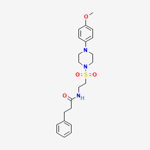 molecular formula C22H29N3O4S B2636081 N-(2-((4-(4-甲氧基苯基)哌嗪-1-基)磺酰基)乙基)-3-苯基丙酰胺 CAS No. 897610-85-4