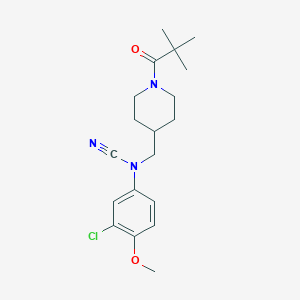 molecular formula C19H26ClN3O2 B2636089 (3-Chloro-4-methoxyphenyl)-[[1-(2,2-dimethylpropanoyl)piperidin-4-yl]methyl]cyanamide CAS No. 2224533-50-8