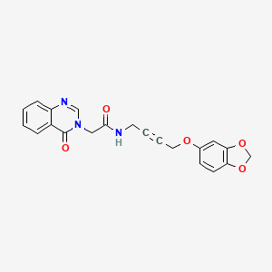 molecular formula C21H17N3O5 B2636097 N-(4-(苯并[d][1,3]二氧杂环-5-yloxy)but-2-yn-1-yl)-2-(4-氧代喹唑啉-3(4H)-yl)乙酰胺 CAS No. 1448030-75-8