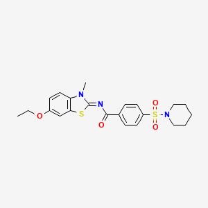 molecular formula C22H25N3O4S2 B2636101 N-(6-ethoxy-3-methyl-1,3-benzothiazol-2-ylidene)-4-piperidin-1-ylsulfonylbenzamide CAS No. 850909-80-7