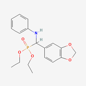 molecular formula C18H22NO5P B2636105 N-[1,3-苯并二氧杂环-5-基(二乙氧基膦酰基)甲基]苯胺 CAS No. 269729-26-2