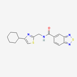 molecular formula C17H18N4OS2 B2636109 N-((4-cyclohexylthiazol-2-yl)methyl)benzo[c][1,2,5]thiadiazole-5-carboxamide CAS No. 2034335-44-7
