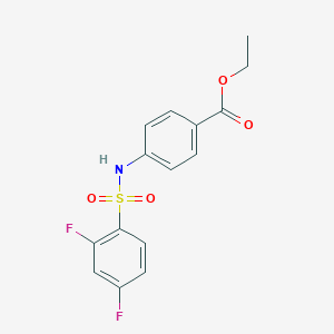 molecular formula C15H13F2NO4S B263611 Ethyl 4-{[(2,4-difluorophenyl)sulfonyl]amino}benzoate 