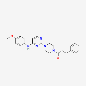 molecular formula C25H29N5O2 B2636118 1-(4-(4-((4-Methoxyphenyl)amino)-6-methylpyrimidin-2-yl)piperazin-1-yl)-3-phenylpropan-1-one CAS No. 923211-94-3