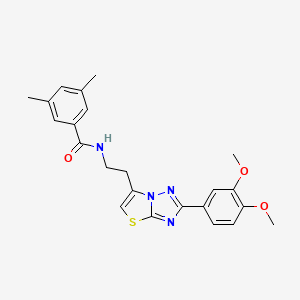 molecular formula C23H24N4O3S B2636119 N-(2-(2-(3,4-dimethoxyphenyl)thiazolo[3,2-b][1,2,4]triazol-6-yl)ethyl)-3,5-dimethylbenzamide CAS No. 894048-70-5