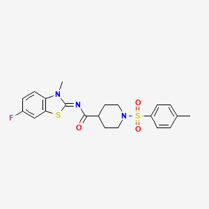 molecular formula C21H22FN3O3S2 B2636126 (E)-N-(6-fluoro-3-methylbenzo[d]thiazol-2(3H)-ylidene)-1-tosylpiperidine-4-carboxamide CAS No. 941919-08-0
