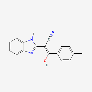 molecular formula C18H15N3O B2636130 (E)-2-(1-methyl-1H-benzo[d]imidazol-2(3H)-ylidene)-3-oxo-3-(p-tolyl)propanenitrile CAS No. 1351366-34-1