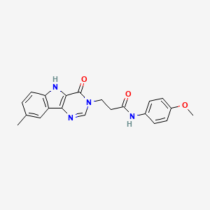 molecular formula C21H20N4O3 B2636146 N-(4-methoxyphenyl)-3-(8-methyl-4-oxo-4,5-dihydro-3H-pyrimido[5,4-b]indol-3-yl)propanamide CAS No. 1105212-51-8