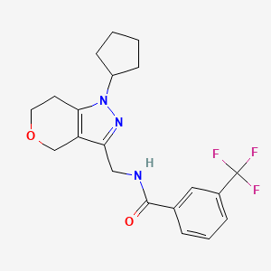 molecular formula C20H22F3N3O2 B2636147 N-((1-环戊基-1,4,6,7-四氢吡喃并[4,3-c]吡唑-3-基)甲基)-3-(三氟甲基)苯甲酰胺 CAS No. 1798539-94-2