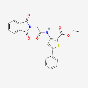 molecular formula C23H18N2O5S B2636150 Ethyl 3-(2-(1,3-dioxoisoindolin-2-yl)acetamido)-5-phenylthiophene-2-carboxylate CAS No. 391866-91-4