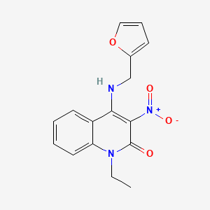 molecular formula C16H15N3O4 B2636161 1-Ethyl-4-(furan-2-ylmethylamino)-3-nitroquinolin-2-one CAS No. 862484-57-9