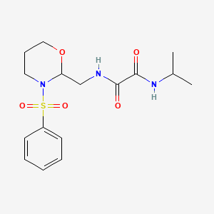molecular formula C16H23N3O5S B2636173 N1-isopropyl-N2-((3-(phenylsulfonyl)-1,3-oxazinan-2-yl)methyl)oxalamide CAS No. 872881-33-9