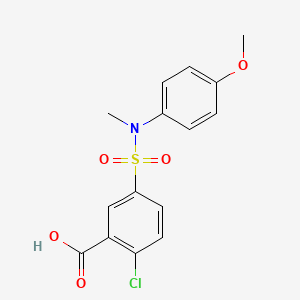 molecular formula C15H14ClNO5S B2636174 2-氯-5-[(4-甲氧基-苯基)-甲基-磺酰胺基]-苯甲酸 CAS No. 380432-25-7