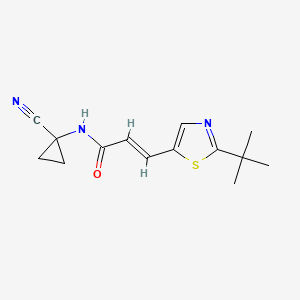 molecular formula C14H17N3OS B2636178 (E)-3-(2-Tert-butyl-1,3-thiazol-5-yl)-N-(1-cyanocyclopropyl)prop-2-enamide CAS No. 1385617-89-9