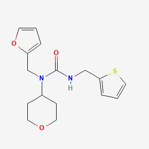 molecular formula C16H20N2O3S B2636188 1-(furan-2-ylmethyl)-1-(tetrahydro-2H-pyran-4-yl)-3-(thiophen-2-ylmethyl)urea CAS No. 1448064-97-8