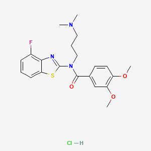 molecular formula C21H25ClFN3O3S B2636190 盐酸N-(3-(二甲氨基)丙基)-N-(4-氟苯并[d]噻唑-2-基)-3,4-二甲氧基苯甲酰胺 CAS No. 1215762-26-7