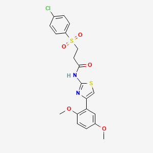 molecular formula C20H19ClN2O5S2 B2636196 3-((4-chlorophenyl)sulfonyl)-N-(4-(2,5-dimethoxyphenyl)thiazol-2-yl)propanamide CAS No. 895462-49-4