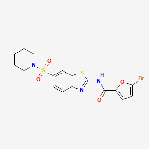 molecular formula C17H16BrN3O4S2 B2636210 5-溴-N-(6-哌啶-1-磺酰基-1,3-苯并噻唑-2-基)呋喃-2-甲酰胺 CAS No. 865592-69-4