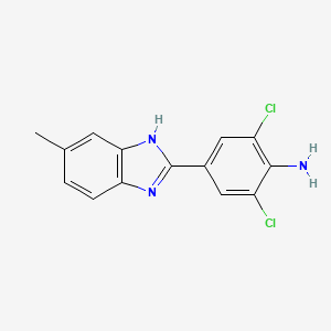 molecular formula C14H11Cl2N3 B2636219 2,6-dichloro-4-(6-methyl-1H-1,3-benzodiazol-2-yl)aniline CAS No. 1548349-72-9
