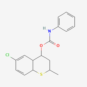molecular formula C17H18ClNO2S B2636247 6-chloro-2-methyl-3,4,4a,8a-tetrahydro-2H-thiochromen-4-yl N-phenylcarbamate CAS No. 1005046-45-6