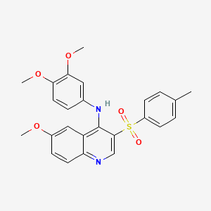 molecular formula C25H24N2O5S B2636252 N-(3,4-二甲氧基苯基)-6-甲氧基-3-甲苯磺酰基喹啉-4-胺 CAS No. 895649-95-3