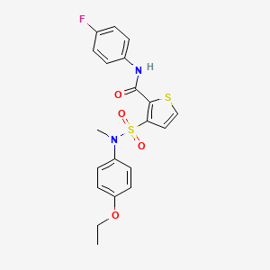 molecular formula C20H19FN2O4S2 B2636255 3-(N-(4-ethoxyphenyl)-N-methylsulfamoyl)-N-(4-fluorophenyl)thiophene-2-carboxamide CAS No. 1251670-21-9