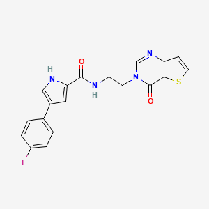 molecular formula C19H15FN4O2S B2636257 4-(4-氟苯基)-N-(2-(4-氧代噻吩并[3,2-d]嘧啶-3(4H)-基)乙基)-1H-吡咯-2-甲酰胺 CAS No. 2034272-64-3